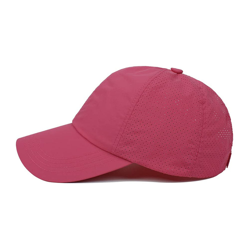 FASHIXD Ponytail Baseball Cap for Women Mesh Quick Dry Baseball Hat with Ponytail Hole Rose Red - BeesActive Australia