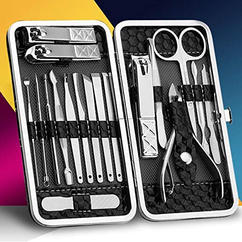 Set of nail clippers - 19 sets of stainless steel clippers - for friends and relatives (male or female) (cool black) - BeesActive Australia