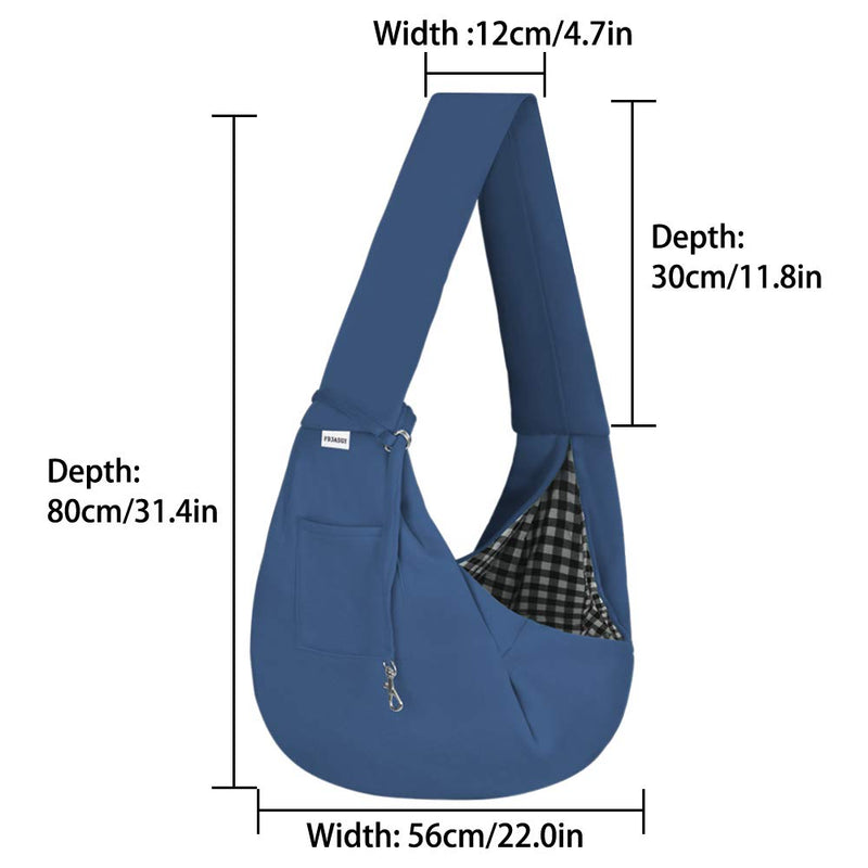 FDJASGY Small Pet Sling Carrier-Hands Free Reversible Pet Papoose Bag Tote Bag with a Pocket Safety Belt Dog Cat for Outdoor Travel Navy Blue - BeesActive Australia