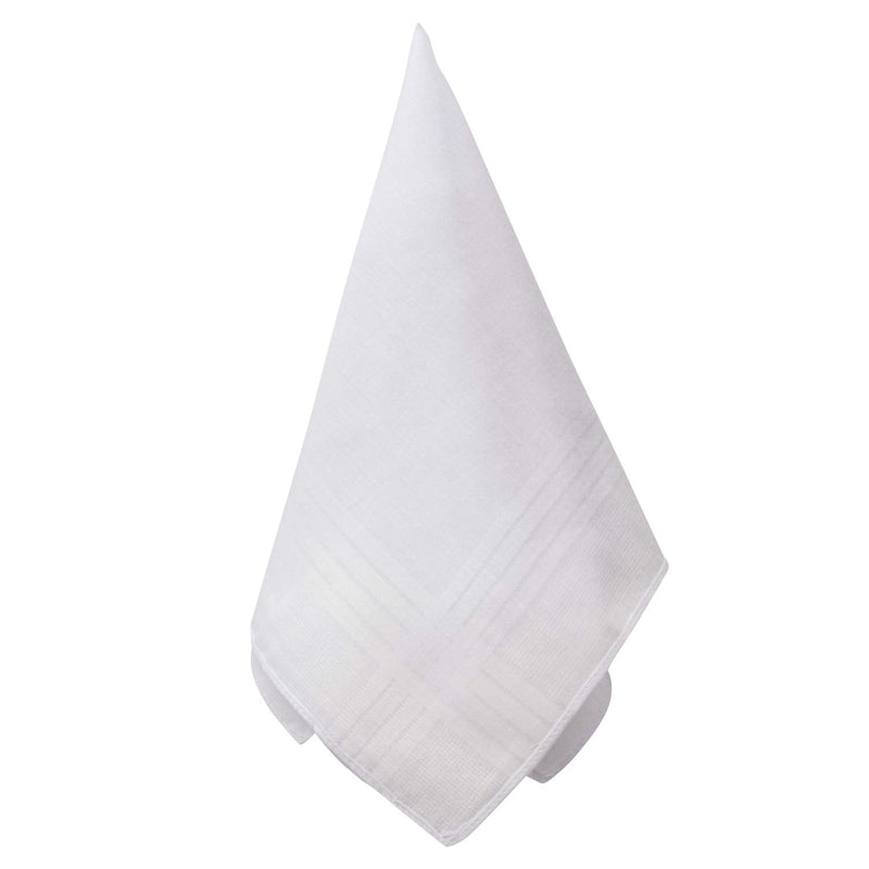 Perry Ellis 12 Pack Handkerchief (Permanent Press White with Satin Cord, 16" x 16") - BeesActive Australia