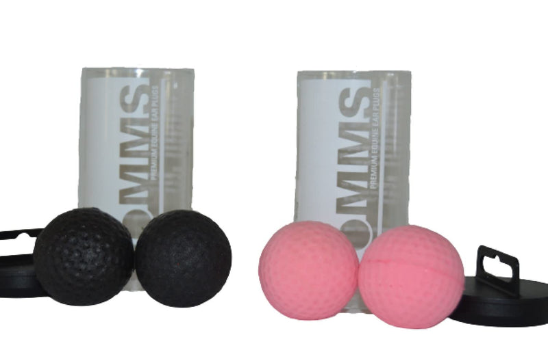 Pomms Equine Ear Plugs - Bundle of 2 Pairs of Horse Size - 1 Pair of Black and 1 Pair of Pink - Ear Plugs with a Horse Shaped Bottle Opener Keychain - BeesActive Australia