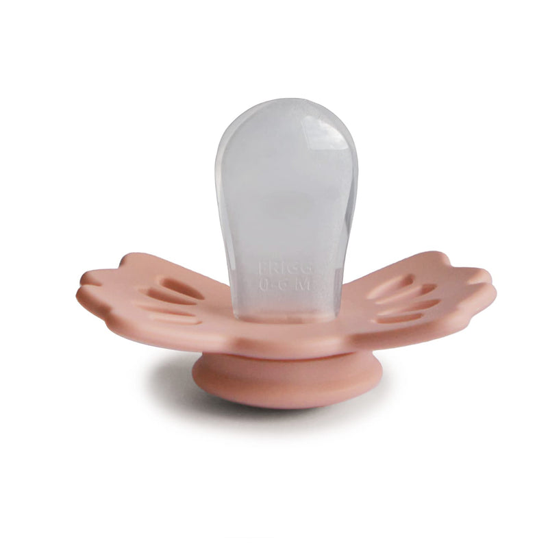 FRIGG Lucky Symmetrical SilkySoft Silicone Baby Pacifier | Made in Denmark | BPA-Free (Pretty in Peach/Primrose, 6-18 Months) Pretty in Peach/Primrose - BeesActive Australia