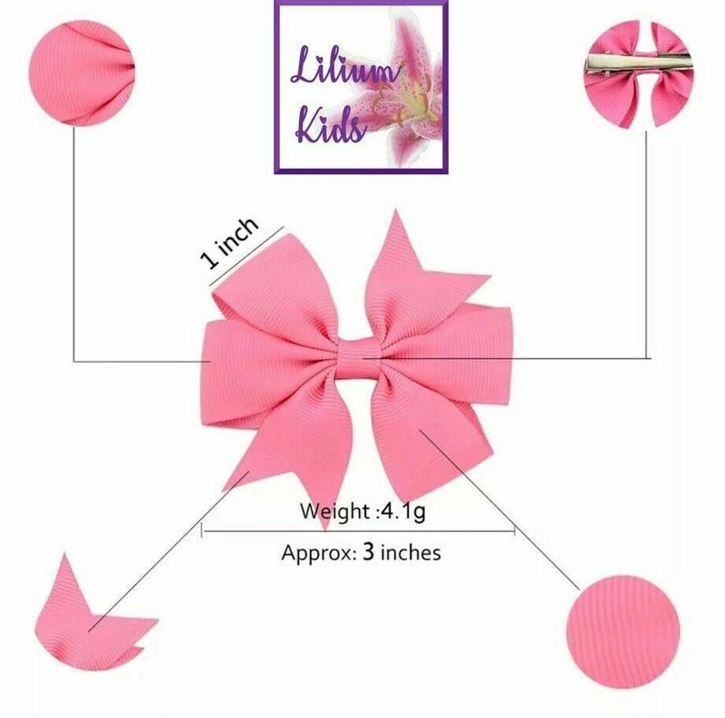 Hair Bows Clips Slides Grips 3" inch Pinwheel Solid Vibrant Colours Hairbows - 10 Pack Apple Green - BeesActive Australia