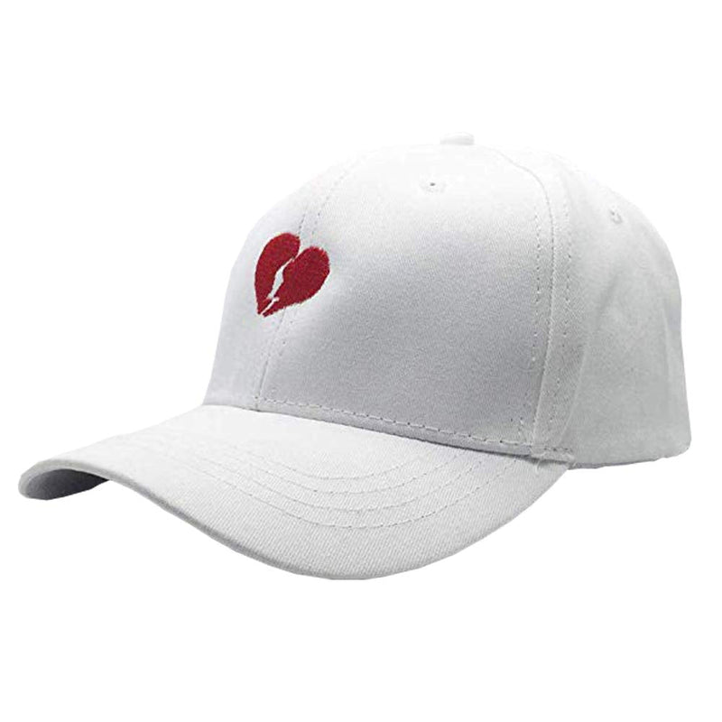 Embroidered Broken Heart Baseball Cap,Adjustable Curved Dad Hat 8 White - BeesActive Australia