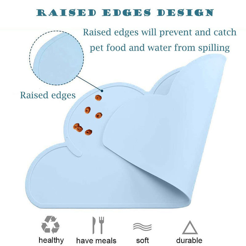 Silicone Dog Cat Bowl Mat, Waterproof Slip Resistant Silicone Pet Feeding Mat with High Lips, Cats and Dogs Food Placemat Tray, Raised Edges to Prevent Water Spills on Floors, Dishwasher Safe Grey - BeesActive Australia