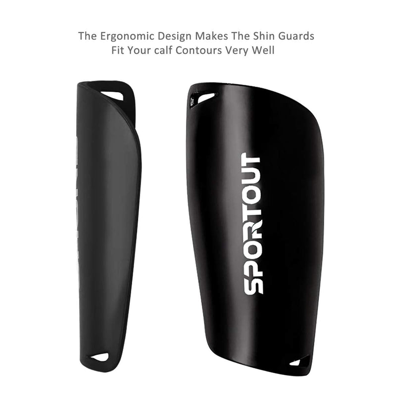 Sportout Adult Youth Kids Soccer Shin Guards,Comprehensive Protection for Your Leg, with Cushioned Ankle Protection to Prevent Injuries Black-1 Medium - BeesActive Australia