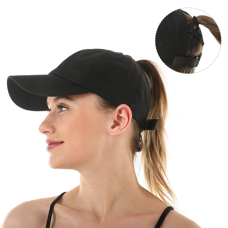 Bonvince Womens Criss Cross Ponytail Hat Quick Drying Baseball Cap Sun Hats UV Protection Sport Cap Dark Blue - BeesActive Australia