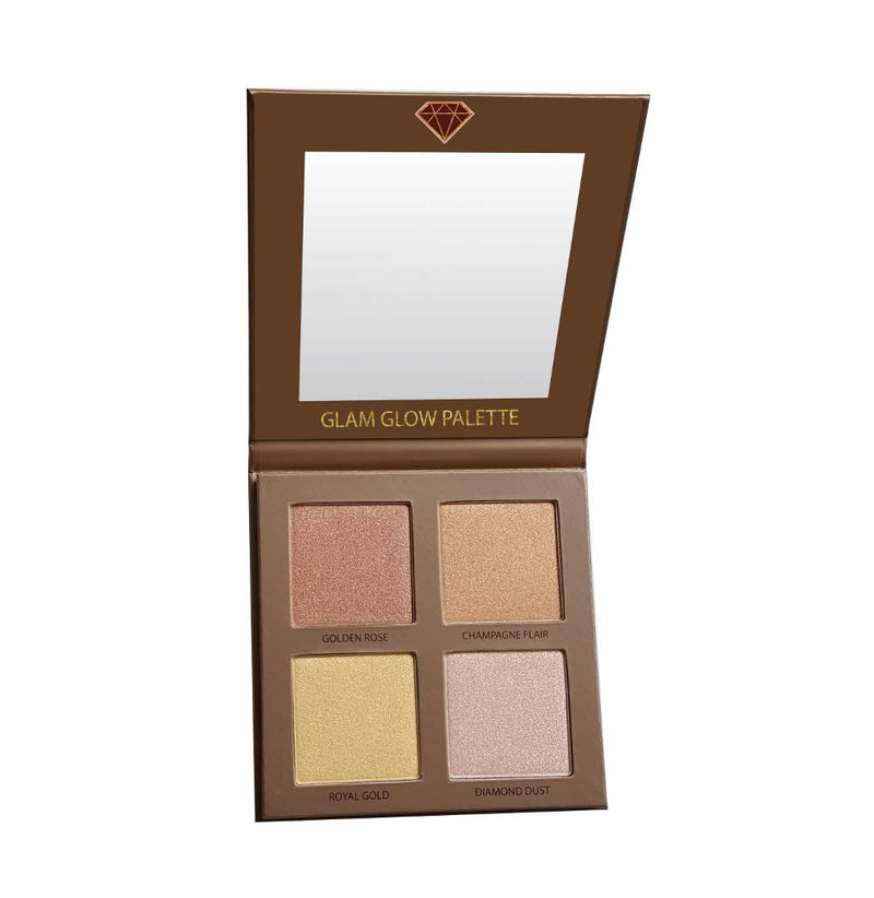 Highlighter Palette Highlighter Makeup Iluminador - Glow Bronzer Powder Makeup Highlighter Kit With Mirror - 4 Highly Pigmented Face Highlighter Shimmer Colors - Vegan, Cruelty Free & Hypoallergenic - BeesActive Australia