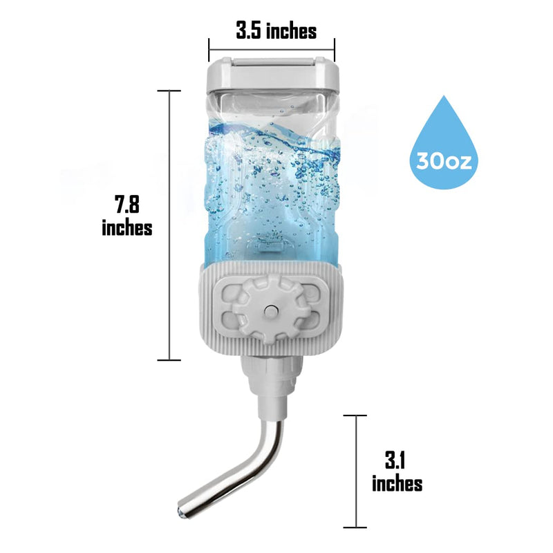 Vannon Top Fill Small Animal Water Bottles for Crate No Drip BPA Free Water Dispenser for Rabbit, Chinchilla, Ferret, Guinea Pigs, Squirrel, Hedgehog 30oz Grey - BeesActive Australia