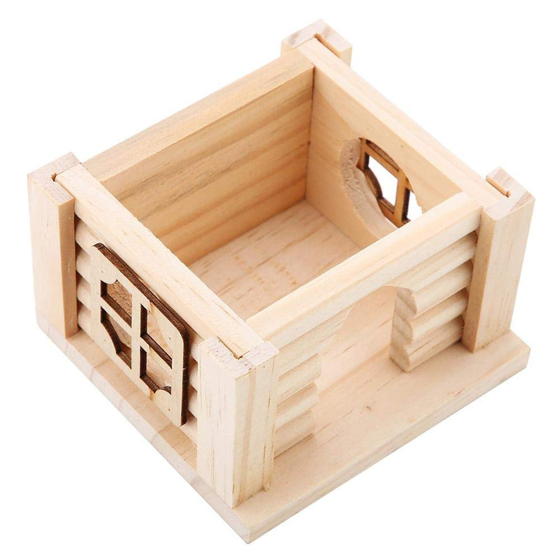 Pet Hamster House, 100% Natural Wood Odorless Home Openwork Lace Window DIY Hideout Hut Play Nest Toy Viewing Room Natural Living for Small Squirrels Gerbils Hamsters Golden Bears - BeesActive Australia
