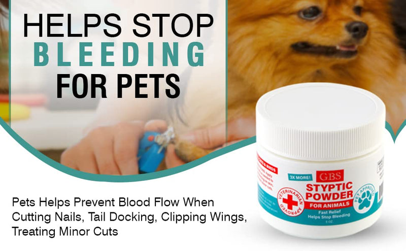 G.B.S GBS Styptic Powder for Animals 5 oz Dogs, Cats & Birds Cutting Nails - Stop Bleeding Styptic Clotting Blood Powder – Easy to Apply 3X More - BeesActive Australia