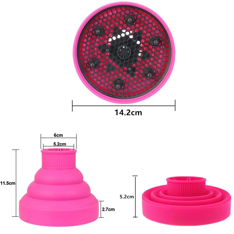 Hair Diffuser Hair Dryer Travel Collapsible Hair Dryer Portable Diffuser Curly Hair Airflow Attachment for Salon or Home Use (rose red) - BeesActive Australia