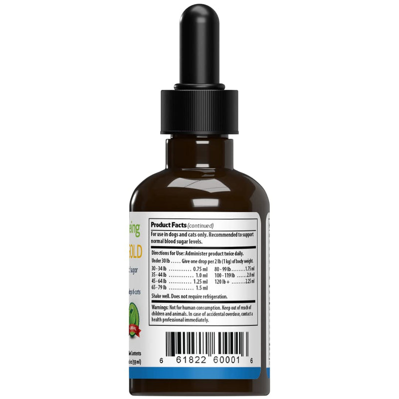 Pet Wellbeing - Blood Sugar Gold for Cats - Natural Support for Healthy Blood Sugar Levels in Diabetic Cats - Insulin Stabilization & Normal Pancreatic Function - 2 oz (59 ml) - BeesActive Australia
