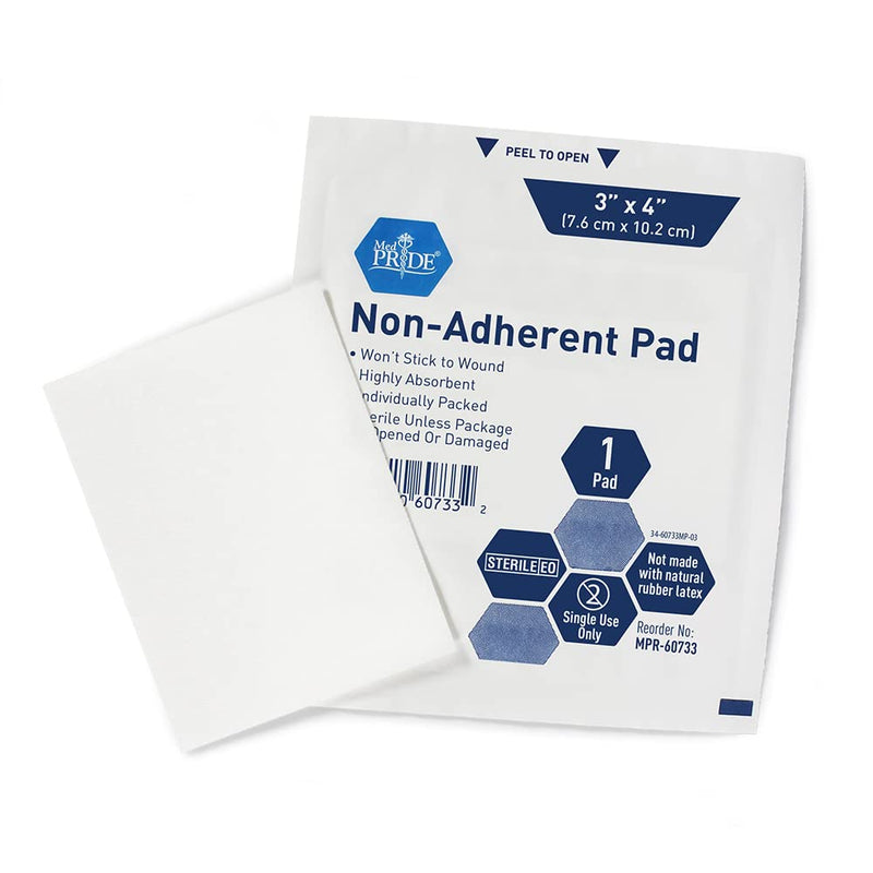 Medpride Sterile Non-Adherent Pads| 100-Pack, 3” x 4”| Non-Adhesive Wound Dressing| Highly Absorbent & Non-Stick, Painless Removal-Switch| Individually Wrapped for Extra Protection 3x4 Inch (Pack of 100) - BeesActive Australia