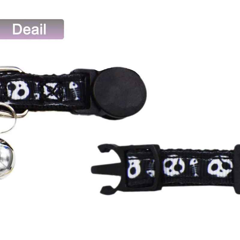 3 Pack Bowtie Skull Cat Collar Adjustable Quick Release Collar with Bell Black Pink and Green - BeesActive Australia