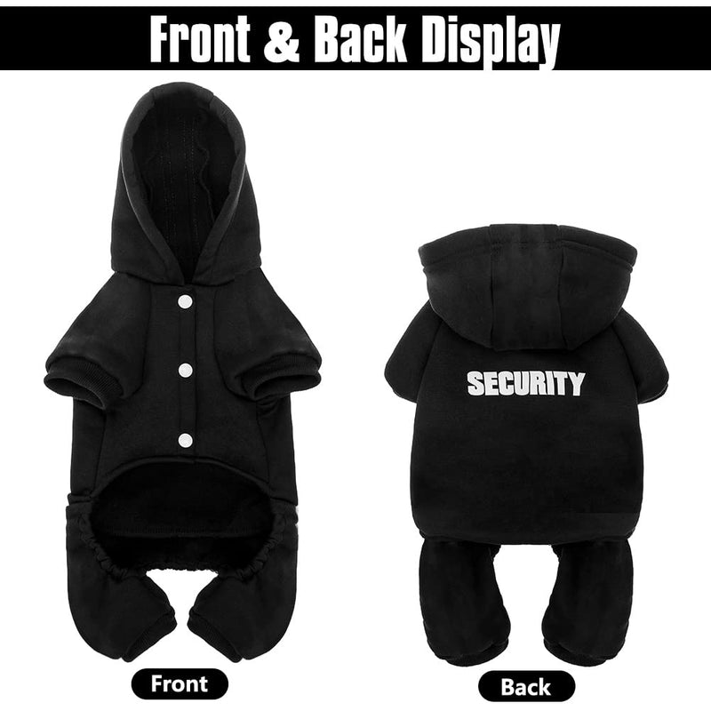 BINGPET Puppy Dog Sweatshirt Hoodies - Security Patterns Printed Black Warm Hoodie for Small to Medium Dogs - Pet Dog Sport Apparel with White Stripe Christmas Dog Pajamas - BeesActive Australia