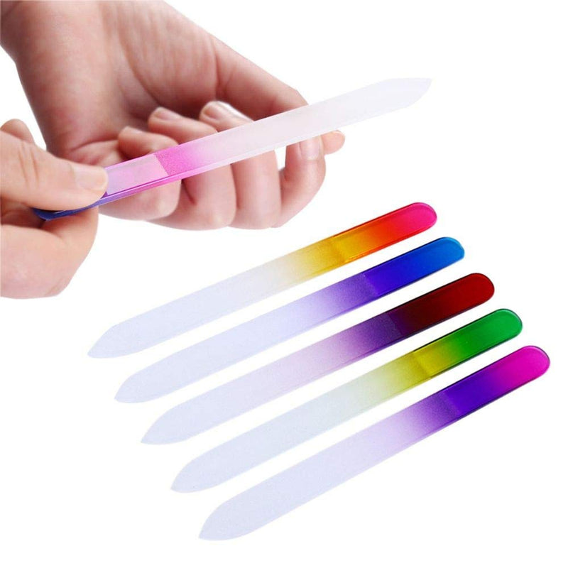 20 Pcs Glass Nail File Bulk with Plastic Sleeve, Crystal Fingernail Files Set, Double Sided Finger Nail Files, Professional Manicure Nail Care, Christmas Gifts for Women Girls Multi-Colored - BeesActive Australia