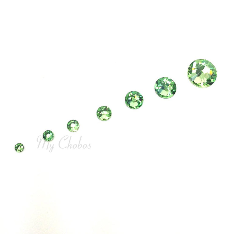 PERIDOT (214) green 144 pcs Swarovski 2058/2088 Crystal Flatbacks green rhinestones nail art mixed with Sizes ss5, ss7, ss9, ss12, ss16, ss20, ss30 - BeesActive Australia