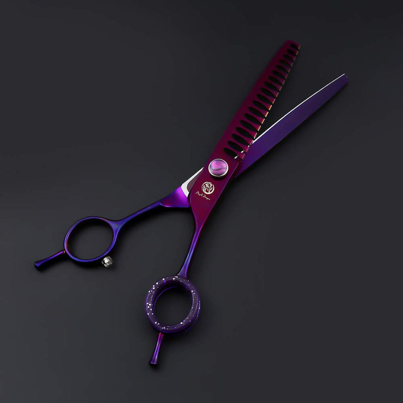 Purple Dragon 7.0" Purple Downward Curved Pet Grooming Curved Scissors/Chunker Shear with Adjustment Screw- Perfect for Professional Pet Groomer - BeesActive Australia