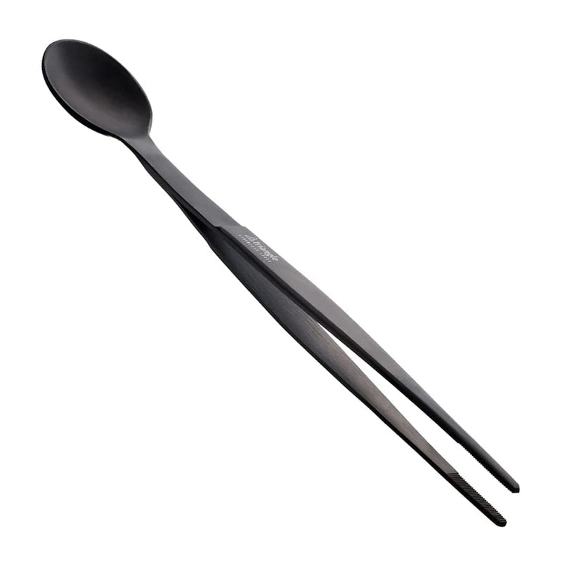 triangle FinalTouch Tasting Spoon, Black - 14 cm - Stainless Steel Spoon & Tweezers - Dishwasher Safe - Made in Germany - BeesActive Australia