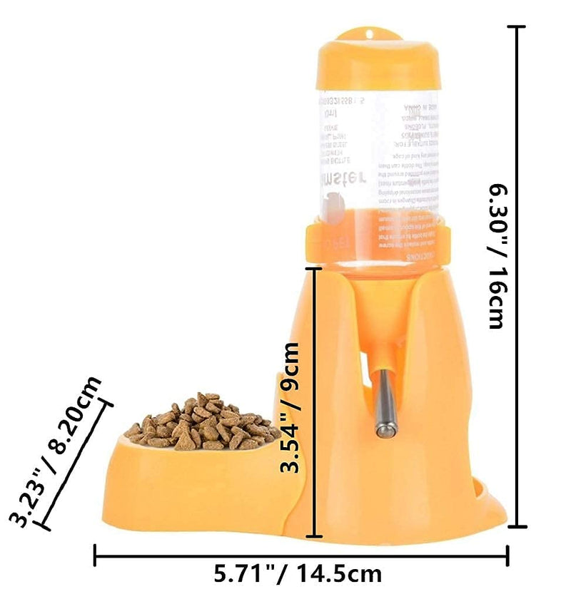 Litewoo Hamster Water Bottle with Food Container Base Hut Drinking Dispenser for Dwarf Hamster Rats Mouse Gerbil Mice (Removable Base) 80ml Yellow - BeesActive Australia