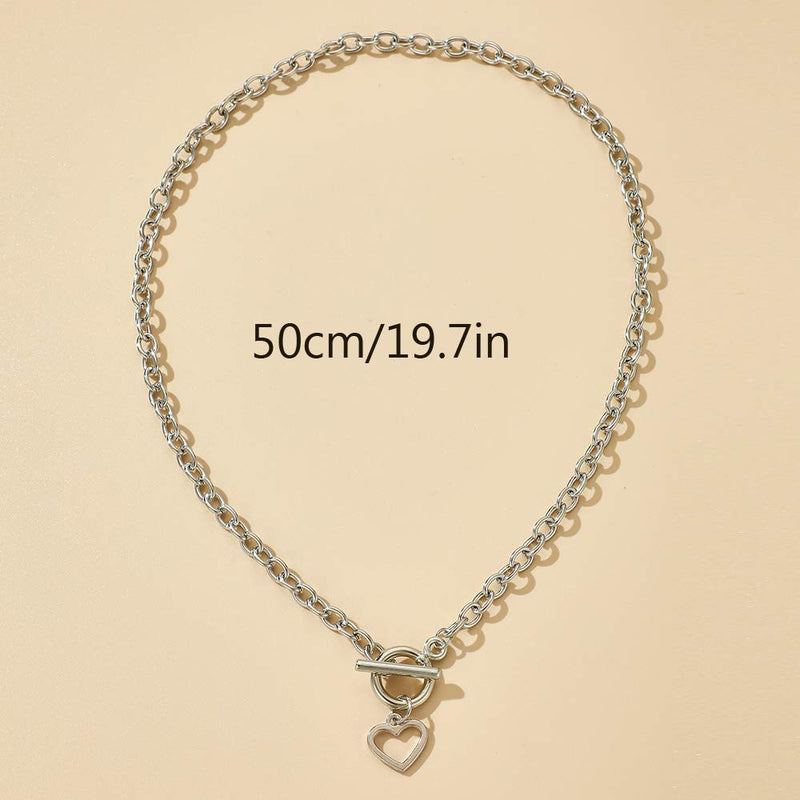 Missgrace Dainty Love Layered Choker Necklaces Handmade Love Pendant Multilayer Adjustable Layering Chain Silver Necklaces Set for Women Girls - BeesActive Australia