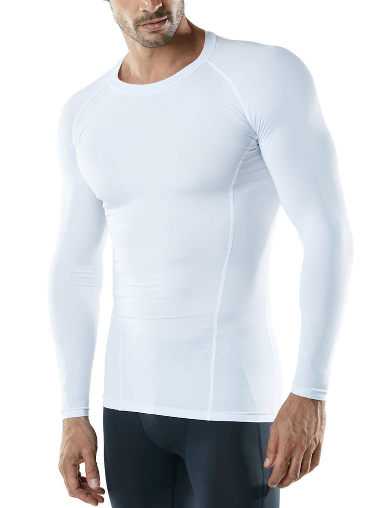 ATHLIO 1 or 3 Pack Men's UPF 50+ Long Sleeve Compression Shirts, Water Sports Rash Guard Base Layer, Athletic Workout Shirt 3pack White/ White/ White Medium - BeesActive Australia