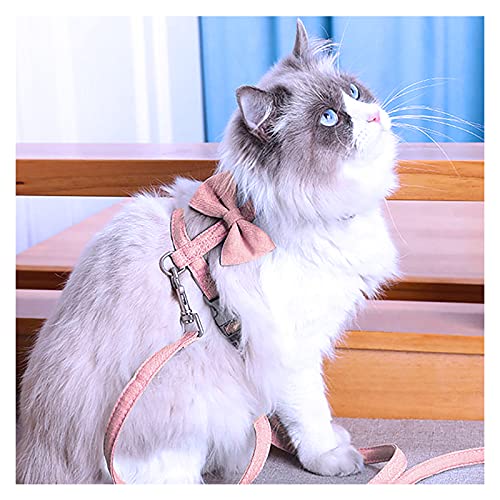 Cat Vest Harness and Leash, Cat Harness Escape Proof Escape Proof Mesh Breathable Adjustable Vest Harnesses for Cat H-Diagonal pull Walking with Safety Buckle BU S-L for Pet Kitten Puppy Rabbit Ferret Medium Pink - BeesActive Australia