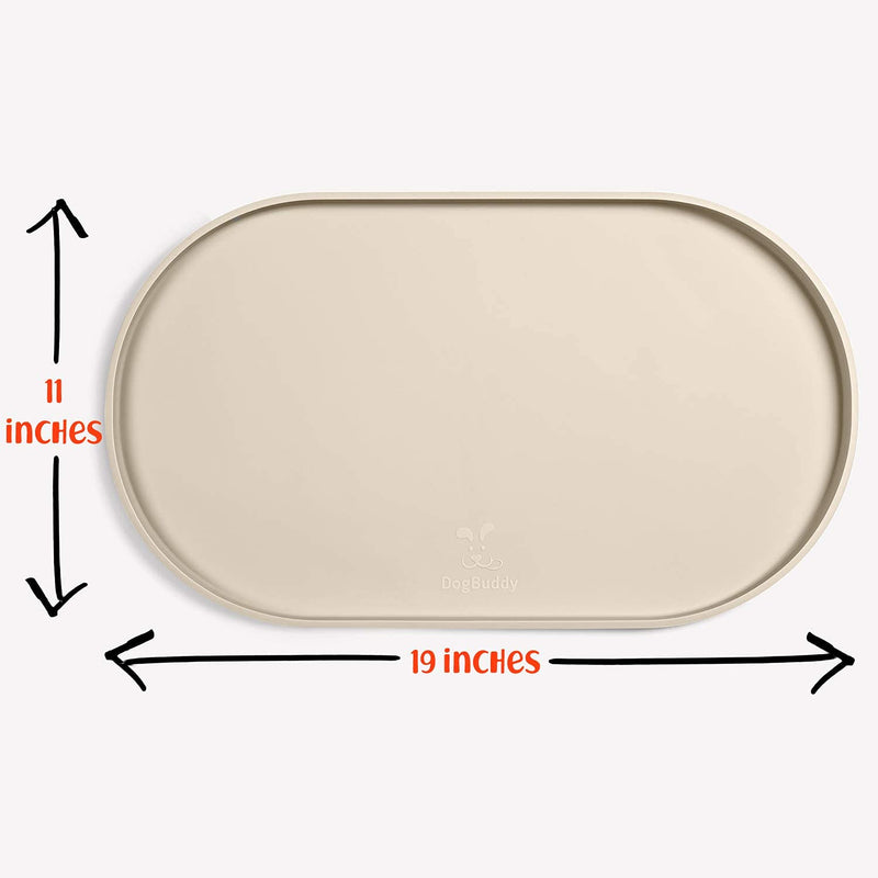 DogBuddy Dog Food Mat - Waterproof Dog Bowl Mat, Silicone Dog Mat for Food and Water, Pet Food Mat with Edges, Nonslip Dog Feeding Mat, Dog Food Mats for Floors – Puppy Supplies 19x11 Inch (Pack of 1) White Sand - BeesActive Australia