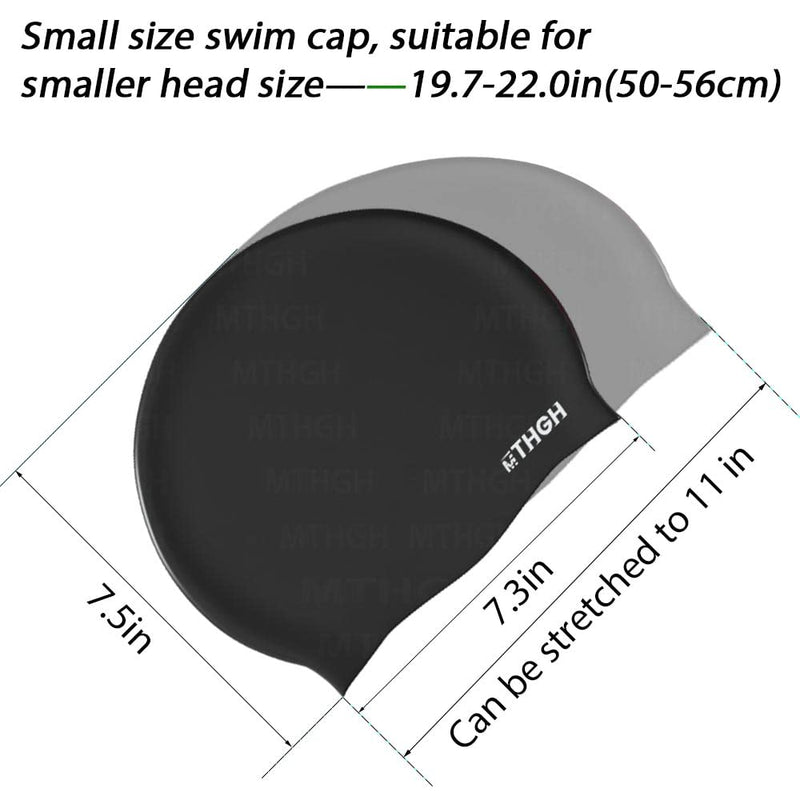 Swim Cap for Kids Girls Boys, Swimming Cap for Long Hair, 2Pack Silicone Swimmer Cap for Youths Unisex Black+White - BeesActive Australia