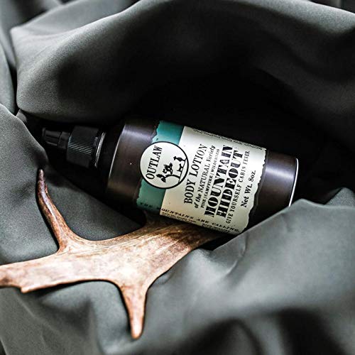 Outlaw The Mountain Hideout Natural Lotion - In The Mountains, You're Free - Pine Forest, Damp Earth, and Campfire in the Breeze - Men's or Women's Lotion - 8 fl. oz. - BeesActive Australia