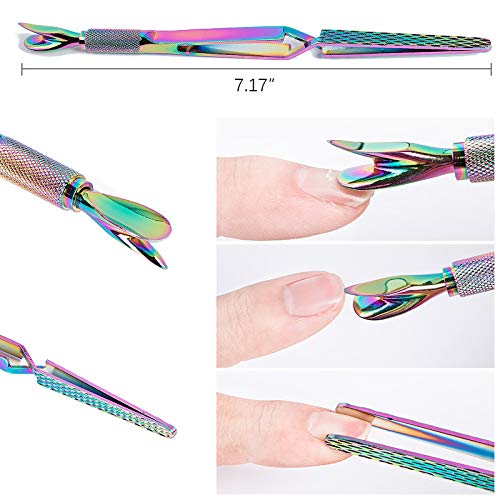 SILPECWEE 1 Pcs Colorful Stainless Steel Nail Art Pincher Cuticle Pusher False Nail Shaping Tweezers Multi-Function Manicure Tools No1 - BeesActive Australia