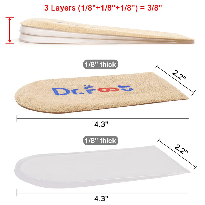 Dr. Foot's Adjustable Orthopedic Heel Lift Inserts, Height Increase Insole for Leg Length Discrepancies, Heel Spurs, Heel Pain, Sports Injuries, and Achilles tendonitis (Beige, 3 Layers) Beige 3 Layers: Small-Women's 4.5-9.5|Men's 6-8.5 - BeesActive Australia