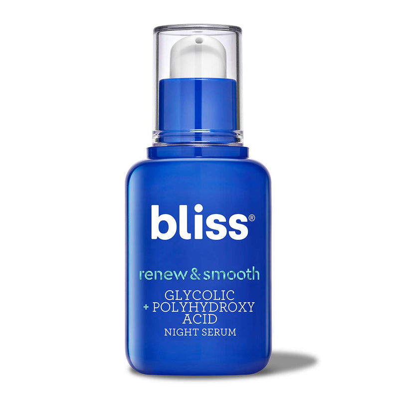 Bliss Renew & Smooth - Glycolic + Polyhydroxy Acid Night Serum - 1 Fl Oz - Gently Exfoliate Skin - Hydrating - Clean - Vegan & Cruelty-Free - BeesActive Australia