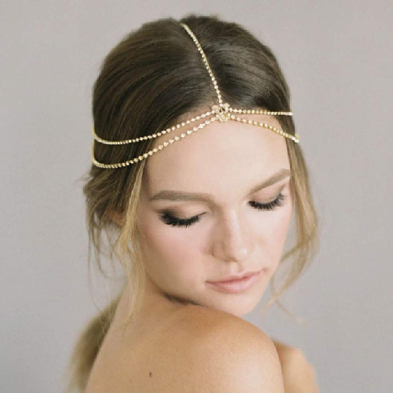 Wekicici Boho Rhinestones Head Chain for Women and Girls Rhinestones Multi Layered Tassel Hair Accessories for Wedding Brides Bridesmaid Exotic Princess Hair Jewelry (Silver) Silver - BeesActive Australia