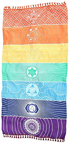OYEFLY Rainbow Chakra Yoga Mat Sunscreen Shawl Hippy Boho Gypsy Colorful - BeesActive Australia