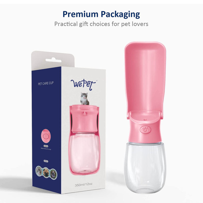 Pet Water Bottle for Dogs, Dog Water Bottle Foldable, Dog Travel Water Bottle, Dog Water Dispenser, Lightweight & Convenient for Travel BPA Free 12 oz #02 Pink - BeesActive Australia