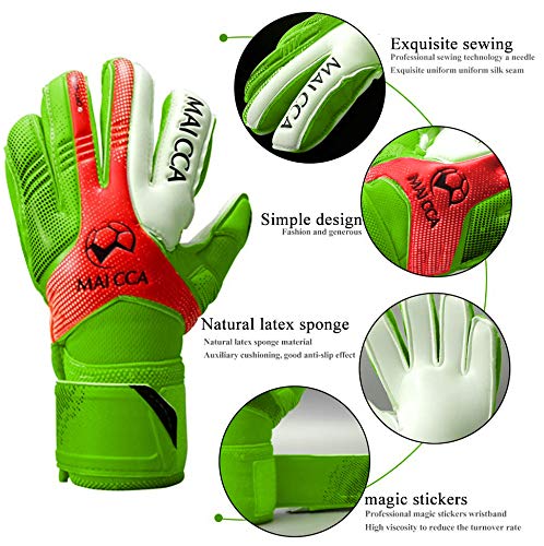 Wrzbest Youth Kids Goalkeeper Gloves Professional Goalie Gloves,Soccer Football Goalkeeper Gloves with Strong Grip and Finger Spines Protection for The Toughest Saves and Prevent Injuries Green 7 - BeesActive Australia
