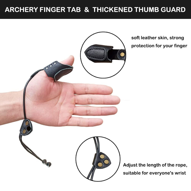 NATUMER Archery Thumb Ring Handmade Finger Protector Thumb Guard for Outdoor Shooting Accessories Finger Tab Black - BeesActive Australia