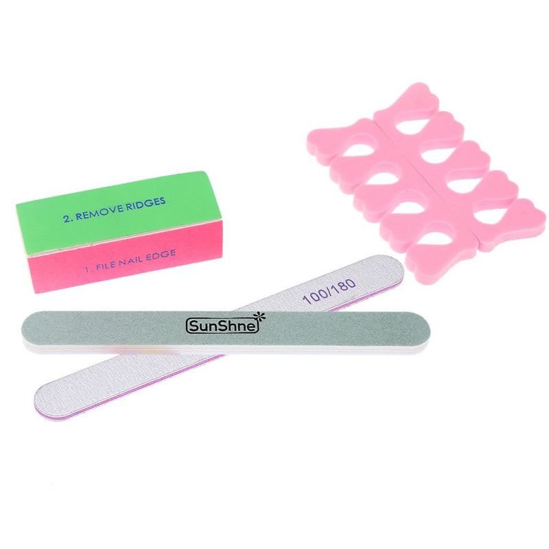 Nail Cuticle Tools Kit Anself Nail Polish Gel Remover Tools Kit Nail Brush Sanding Files Clips Pusher Tweezers Nail Buffer Block - BeesActive Australia