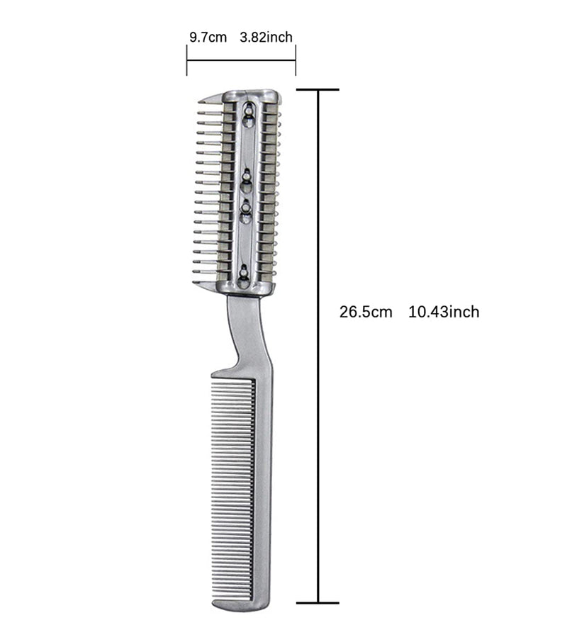 Pet Hair Thinning Comb Dog Hair Trimmer Hair Cutter Comb with Extra Blade Dual-end Double-Sided Dog Comb Pet Grooming Tool One Size Silver - BeesActive Australia