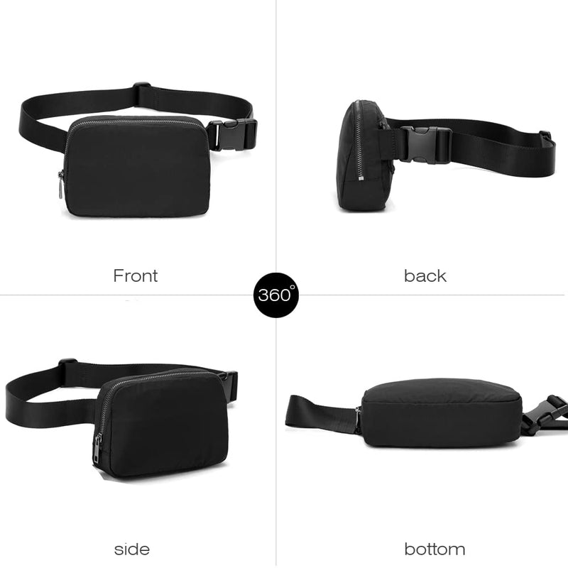 Fanny Belt Bag Waist Pack Crossbody Bags Bum Bag for Running Hiking Travel Workout Adjustable Strap for Women -black black - BeesActive Australia