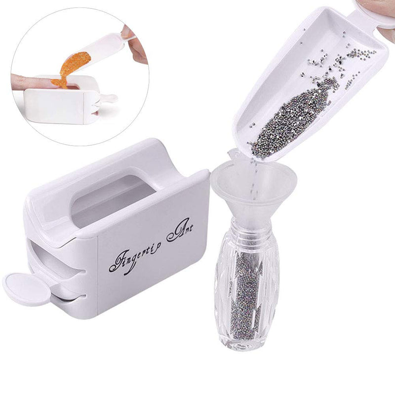 Vanchief Nail Art Dip Powder Recycling Container,2 in 1 Nail Powder Recycling Tray Nail Dip Powder Sequins Glitter Recycling Tool Portable Dipping Powder Storage Box with Dust Remover Powder Brush White - BeesActive Australia