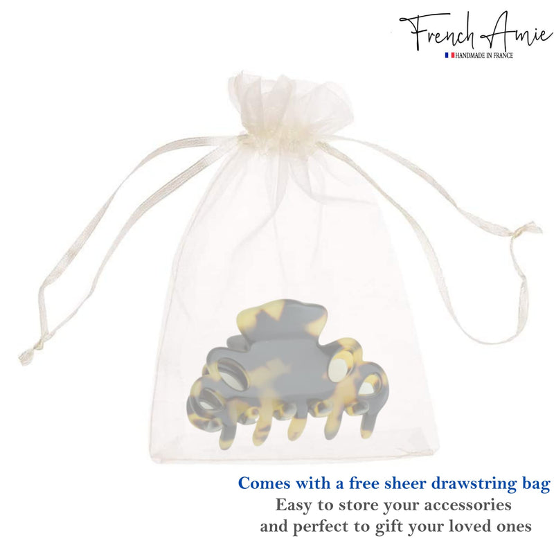 French Amie Orchids Small 2" Tokyo Handmade Cellulose Acetate Flexible Jaw No Slip Grip Covered Spring Hair Claw Clip Clamp Clutcher for Women and Girls, Made in France (Tokyo) - BeesActive Australia