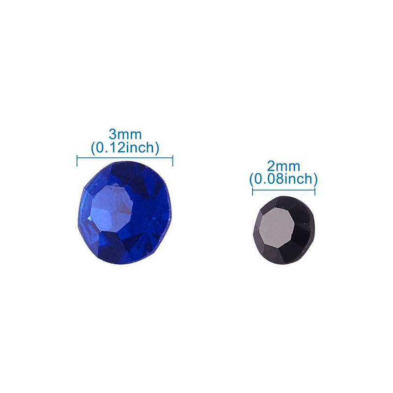 Pandahall 3 Boxes Glass Rhinestone Gems 2mm 3mm Nail Art Mixed Color Pointed Back Diamond Rhinestone Beads 12 Colors Pointed Back - BeesActive Australia
