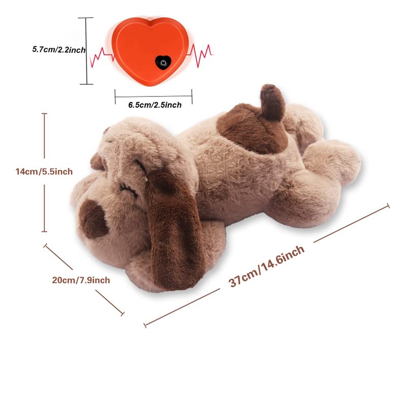 Beverly Shark Puppy Heartbeat Toy Dog Anxiety Relief Calming Aid Puppy Heartbeat Stuffed Animal Behavioral Training Sleep Aid Comfort Soother Plush Toy for Puppies Dogs Cats Brown-1 - BeesActive Australia