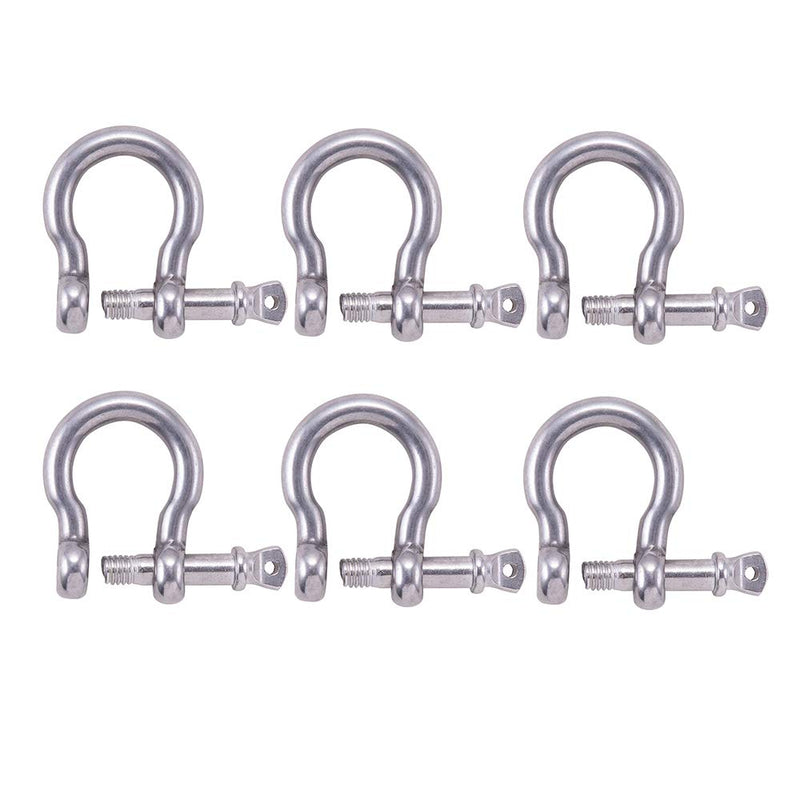 HOME MASTER HARDWARE Stainless Steel Screw Pin Anchor Shackle Forged Bow Shackles 6 pcs 1/4 inch - BeesActive Australia