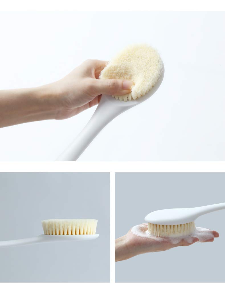 Mytlp Bath Brush For Cellulite Treatment Back Scrubber Shower Exfoliating Brush With Long Handle Gentle Wet or Dry Body Brush Make A Glowing Skin (A) - BeesActive Australia