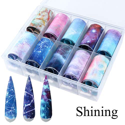 Dreamland Nail Foil Set for Women, AIFAIFA 13PCS Sky Stars Dreamland Nail Foil Transfer Sticker Set with Nail Foil, Nail Glue, Top Coat, Glitter for Decoration Dreamland-Foil Glue - BeesActive Australia