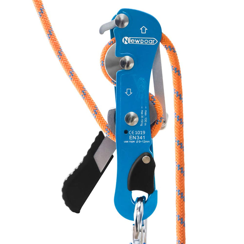 NewDoar Climbing Stop Descender Rappelling Belay for Ropes 9-12mm The Novices for Rescue & Arborist CE Certification Blue - BeesActive Australia